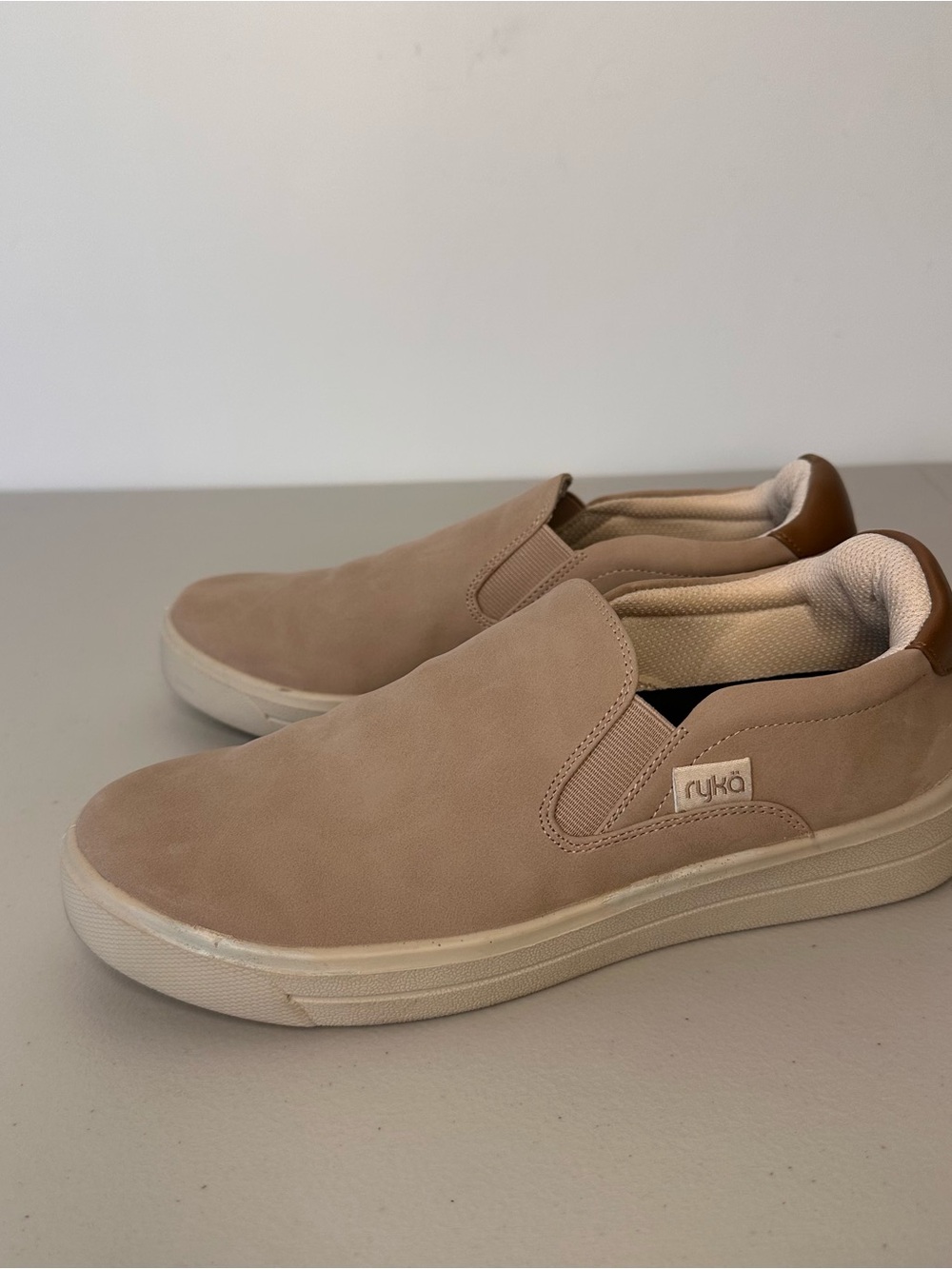 Ryka Women’s Tan Beige Slip On Sneakers Size 6.5M Casual Comfort
